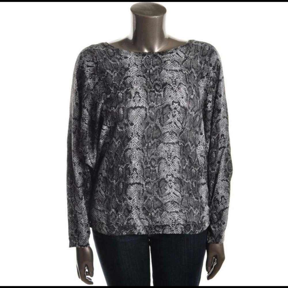 INC women's Top Snake Knit Scoop Neck 3/4 Sleeve